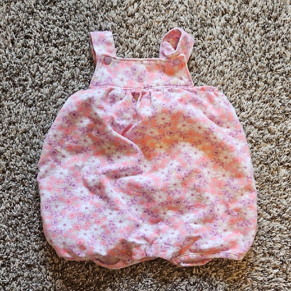 OshKosh B'gosh Pink Floral Baby Overalls Y2k Vintage